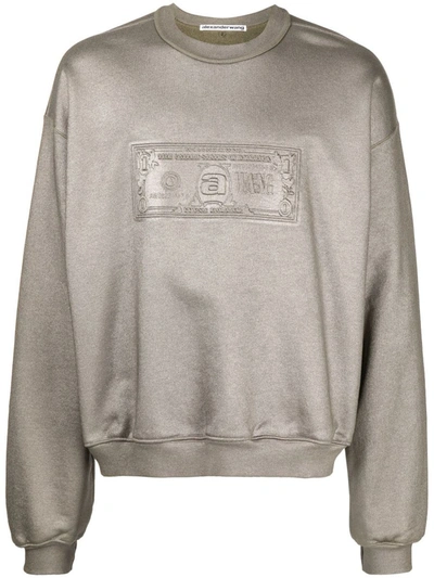 Shop Alexander Wang Sweatshirt With Embossed Logo In Metallic