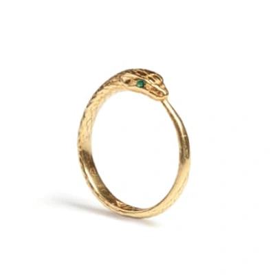 Shop Rachel Entwistle Ouroboros Snake Ring Limited Edition With Emeralds In Gold