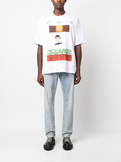 Dsquared2 Logo-print Cotton T-shirt In Weiss