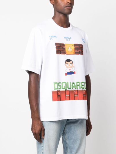 Dsquared2 Logo-print Cotton T-shirt In Weiss