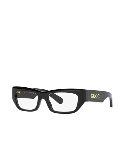 Shop Gucci Logo-lettering Cat-eye Glasses In Schwarz