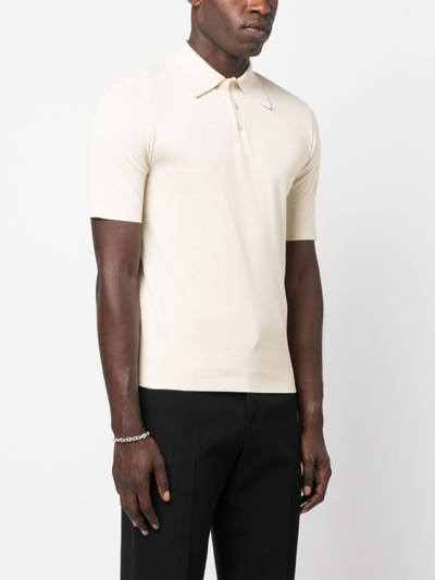 Shop Sandro Short-sleeve Cotton Polo Shirt In Neutrals