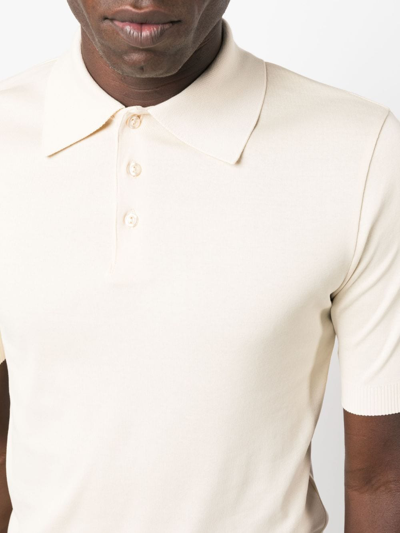 Shop Sandro Short-sleeve Cotton Polo Shirt In Neutrals