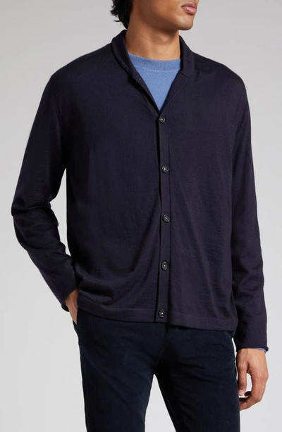 Shop Massimo Alba Scoop Cashmere Cardigan Sweater In Dark Blue