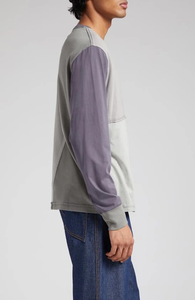 Shop Eckhaus Latta Colorblock Lapped Long Sleeve Cotton T-shirt In Tonal Shadows