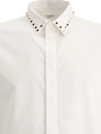 Shop Valentino "black Untitled" Shirt With Studs In White