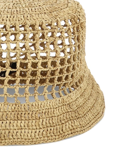 Shop Manebi Manebí "raffia Tan" Bucket Hat In Beige