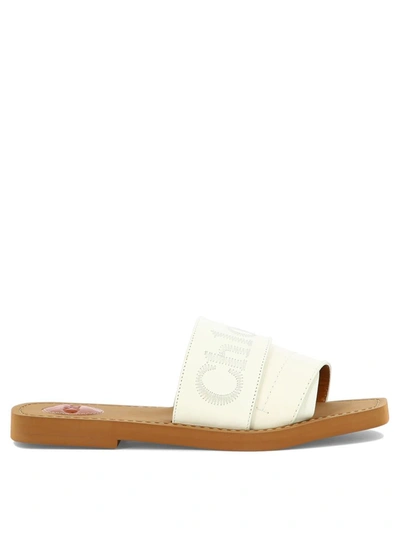 Shop Chloé "woody" Sandals In White