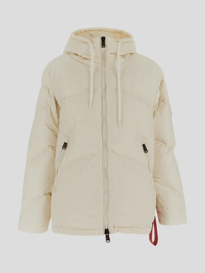 Shop After Label Coats In <p> Puffer Jacket In White Polyamide With Stitched Logo On Shoulder