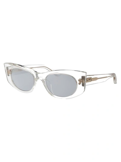 Shop Akoni Sunglasses In Crystal Clear W/medium Grey-silver Flash