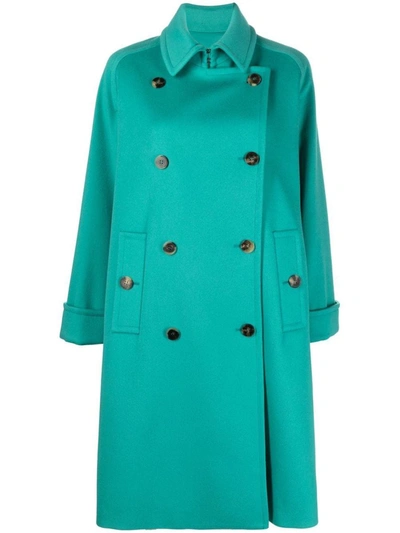 Shop Alberto Biani Double-breasted Wool Coat In Clear Blue