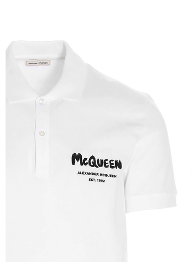 Shop Alexander Mcqueen 'graffiti' Polo Shirt In White