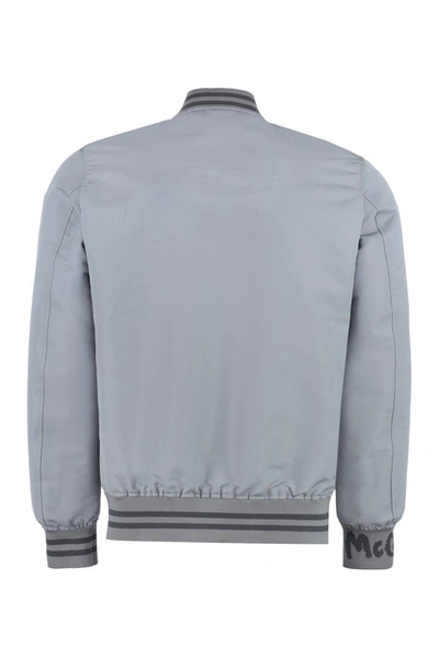 Shop Alexander Mcqueen Nylon Bomber Jacket In Grey