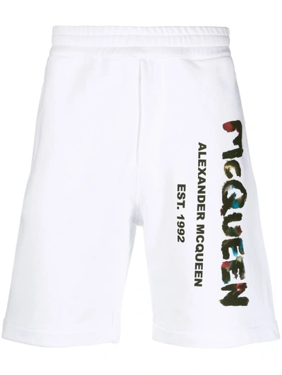 Shop Alexander Mcqueen Shorts With Print In White