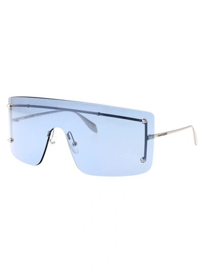 Shop Alexander Mcqueen Sunglasses In 004 Silver Silver Light Blue