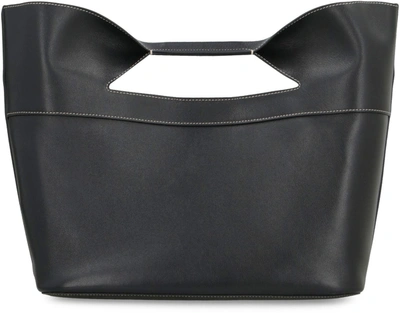 Shop Alexander Mcqueen The Bow Leather Bag In Black