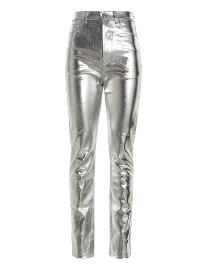 Shop Alexandre Vauthier Coated Jeans In Silver