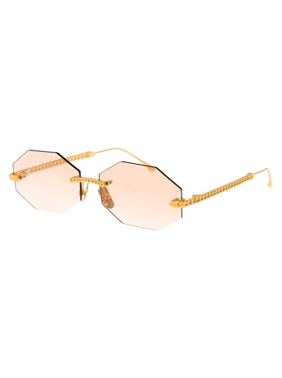 Shop Anna-karin Karlsson Anna Karin Karlsson Sunglasses In Gold Tobacco