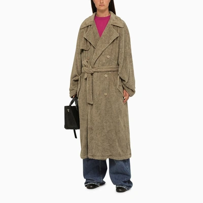 Shop Balenciaga Towel Trench Coat In Sand-coloured In Beige
