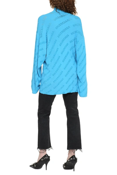 Shop Balenciaga Turtleneck Sweater In Light Blue
