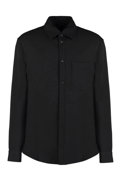 Shop Balenciaga Virgin Wool Overshirt In Black