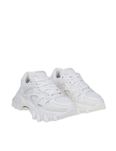 Shop Balmain Paris Sneakers In Suede Leather And Mesh In White