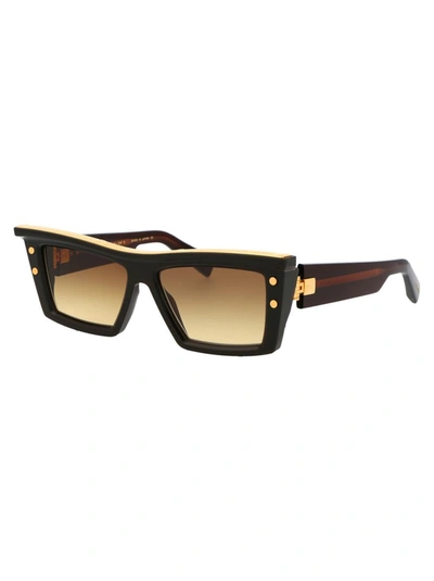 Shop Balmain Sunglasses In Shiny Chocolate Brown Gold