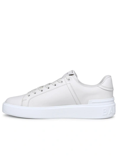 Shop Balmain White Leather B-court Sneakers