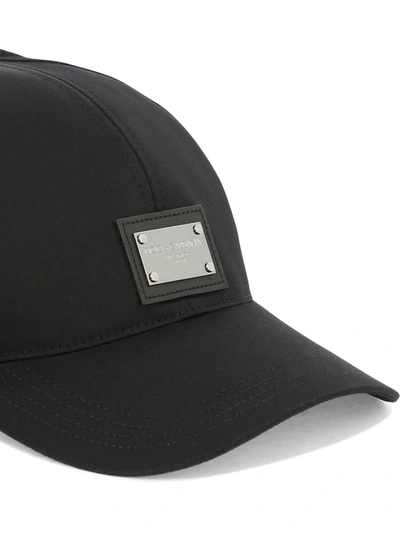 Shop Dolce & Gabbana Baseball Cap With Branded Tag In Black