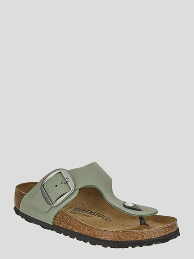 Shop Birkenstock Sandals In <p> Slides In Matcha Suede Leather With Flip Flop Silhouette