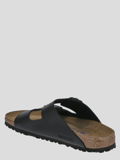 Shop Birkenstock Sandals In <p> Slides In Black Leather With Black-finish Buckles