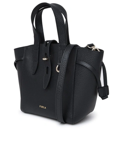 Shop Furla Black Leather Net Mini Tote Bag