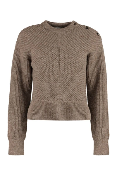 Shop Bottega Veneta Long Sleeve Crew-neck Sweater In Brown