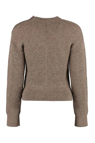 Shop Bottega Veneta Long Sleeve Crew-neck Sweater In Brown