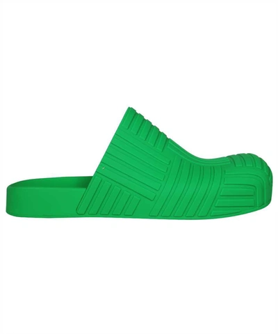 Shop Bottega Veneta Slider Rubber Slippers In Green