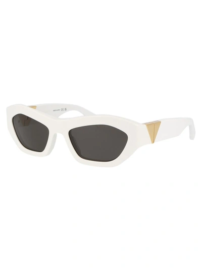 Shop Bottega Veneta Sunglasses In 004 White White Grey
