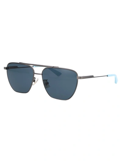 Shop Bottega Veneta Sunglasses In 004 Ruthenium Ruthenium Blue