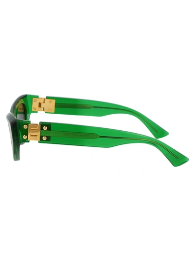 Bottega Veneta Inverted Triangle Acetate Cat-eye Sunglasses In 004 Green Green Green