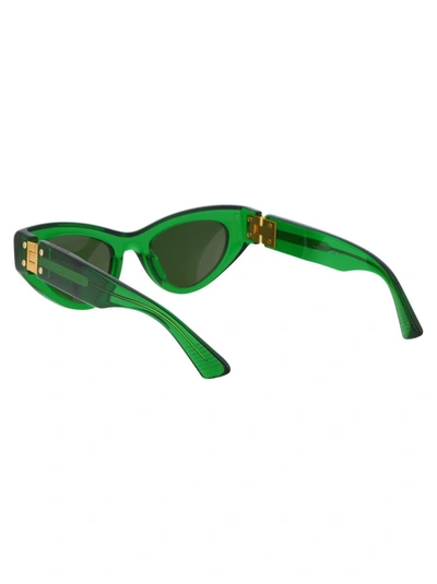 Bottega Veneta Inverted Triangle Acetate Cat-eye Sunglasses In 004 Green Green Green