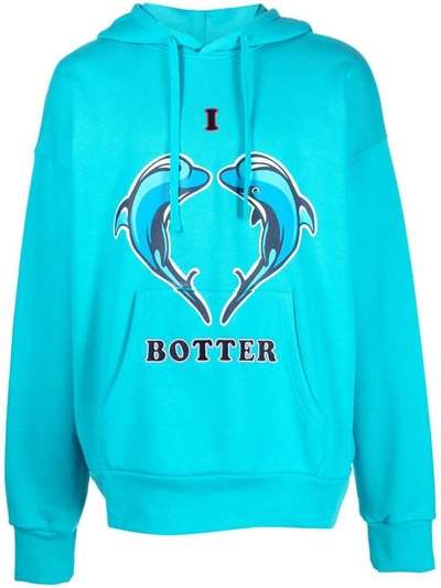 Shop Botter Embroidered Organic Cotton Hoodie In Blue