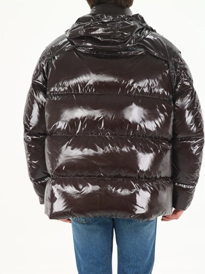 Shop Bottega Veneta Brown Glossy Short Down Jacket