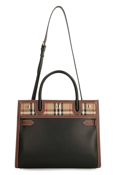 Shop Burberry Title Leather Bag In Black