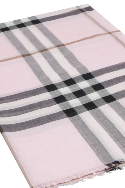 Shop Burberry Wool And Silk Scarf In Pink
