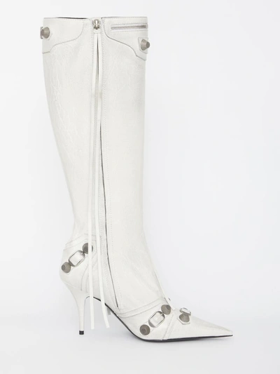 Shop Balenciaga Cagole 90 Boots In White