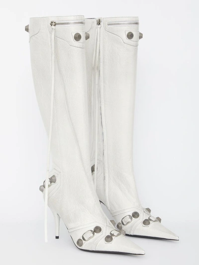 Shop Balenciaga Cagole 90 Boots In White