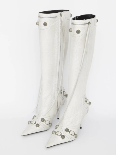 Shop Balenciaga Cagole 90 Boots In White