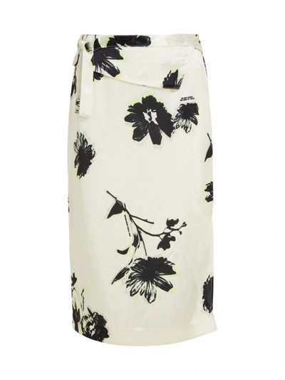 Calvin Klein Satin Skirt With Print In Neutral