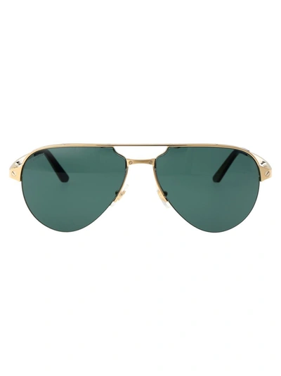 Shop Cartier Sunglasses In 002 Gold Gold Green