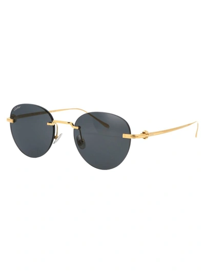 Shop Cartier Sunglasses In 002 Gold Gold Grey