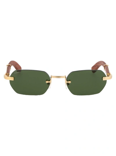 Shop Cartier Sunglasses In 002 Gold Brown Green